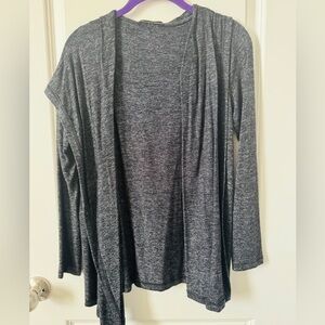 Sweater Harlowe & Graham Open Front Sz SP Charcoal Color Women's Hooded Sweater